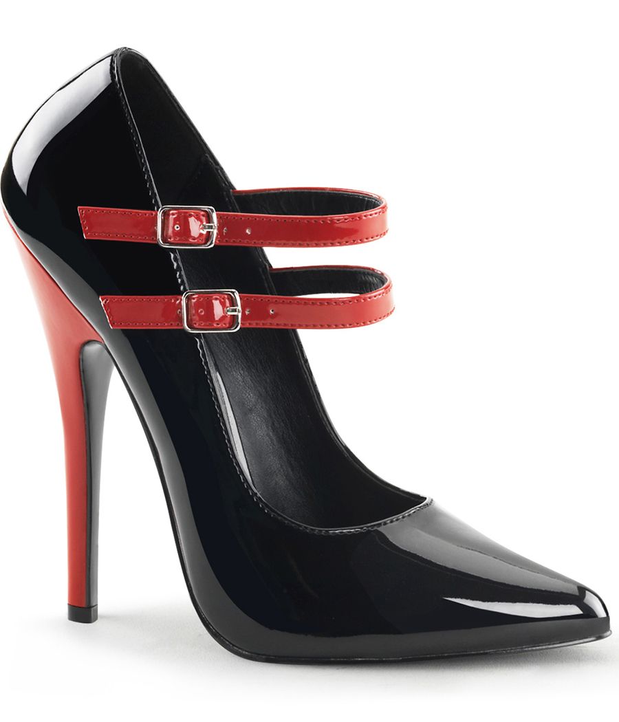 Escarpins noirs vernis talon aiguille 15 cm Domina